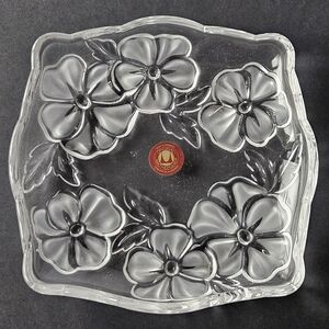 Waltherglas Crystal Plate Floral Embossed Made in Germany Walther Glass Vtg